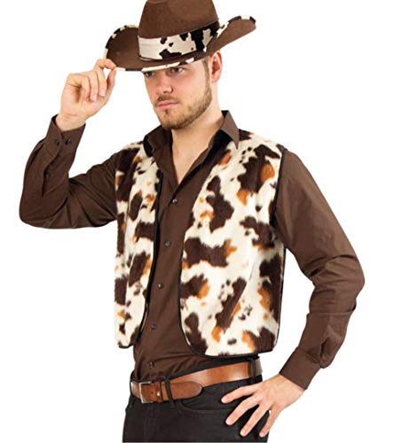 KarnevalsTeufel Herrenkostüm-Set Cowboy Plüschweste Pferd und Texas-Hut in braun mit Fellmuster Verkleidung Gaucho (Large) von KarnevalsTeufel.de
