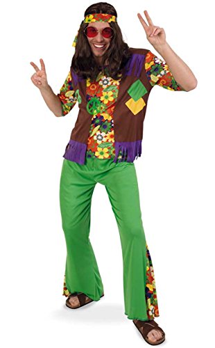 KarnevalsTeufel Hippie Boy zweiteiliges Hippiekostüm Flower-Power-Outfit Hippie-Stirnband (L) von KarnevalsTeufel.de