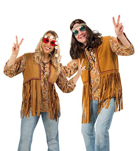 KarnevalsTeufel Hippie Weste in braun für Erwachsene mit Fransen 60er/70er Jahre Verkleidung Flower-Power Unisex (Medium) von KarnevalsTeufel.de