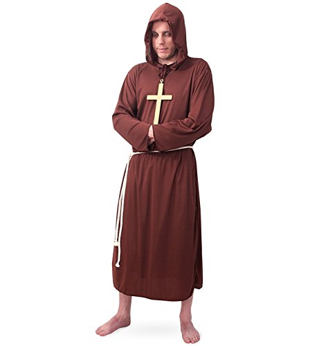 KarnevalsTeufel Hochwertiges Mönchskostüm für Herren | 2-teiliges Priester-Gewand bestehend aus Kapuze und Gürtel | Robe | Mönch-Kostüm | Mittelalterliches Faschingskostüm | (XXL) von KarnevalsTeufel.de