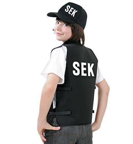 KarnevalsTeufel.de Kinder Kostüm SEK Weste Police Polizei Sondereinsatzkommando Spezialeinheit (128) von KarnevalsTeufel.de