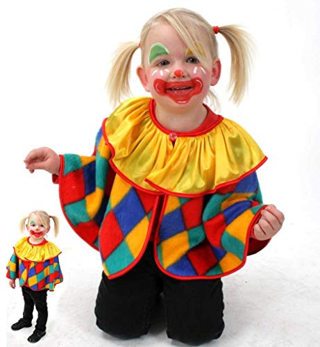 KarnevalsTeufel Kinderkostüm Cape Clown Clown-Umhang 1-TLG. lustiges Kostüm für Kinder, Spaßvogel, Zirkus, Karneval, Fasching (98) von KarnevalsTeufel.de