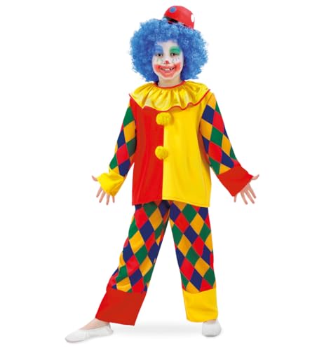 KarnevalsTeufel Kinderkostüm "Clown Chico", 2tlg. Oberteil und Hose, kunterbunt, Karneval, Fasching, Zirkus, Mottoparty (116) von KarnevalsTeufel.de