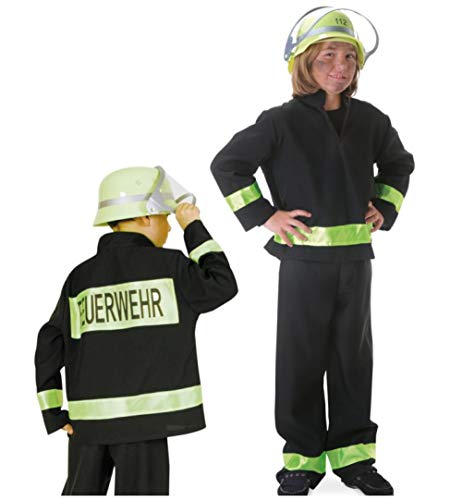 KarnevalsTeufel Kinderkostüm "Feuerwehrmann schwarz" 2-tlg. Oberteil und Hose, Karneval, Fasching, Mottoparty (152) von KarnevalsTeufel.de