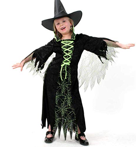 KarnevalsTeufel Kinderkostüm Hexe Kleid in schwarz-grün Hexenkostüm für Kinder (164) von KarnevalsTeufel.de