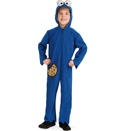 KarnevalsTeufel Kinderkostüm Keksmonster Einteiler in blau mit Kapuze und Seitentasche Overall (104) von KarnevalsTeufel.de