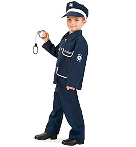 KarnevalsTeufel Kinderkostüm "Polizist Petersen" 2-tlg. mit Mütze Polizei-Uniform dunkelblau, Fasching, Karneval, Mottoparty (104) von KarnevalsTeufel.de