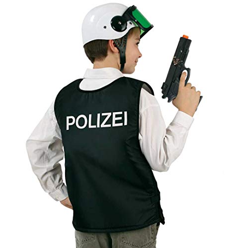 Kinderkostüm Weste Polizei schwarz, Polizei-Weste, Polizist, Police, Agent, 1-TLG. Weste (116) von KarnevalsTeufel.de