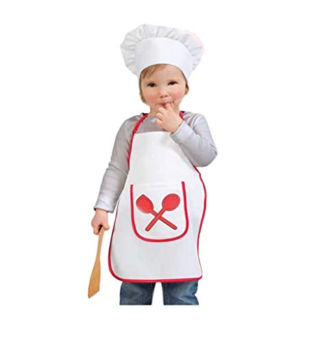 KarnevalsTeufel.de Koch-Set Kleiner Koch Kochschürze mit Mütze für Kinder Chefkoch in weiß/rot Kinderkostüm von KarnevalsTeufel.de