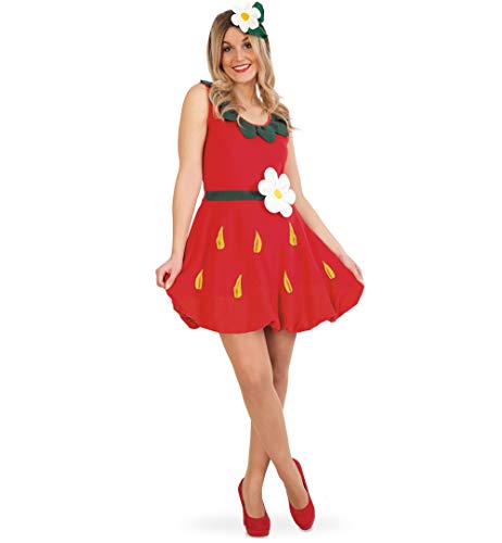 KarnevalsTeufel Kostüm Erdbeere Damenkostüm Erdbeerkostüm Obstkostüm Fleece Kleid mit Haarreif (36) von KarnevalsTeufel.de