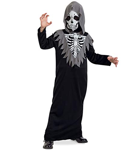 KarnevalsTeufel.de Kostüm Kinder Skelett Knochenmann Halloween Grusel Horror Robe mit Haube (164) von KarnevalsTeufel.de