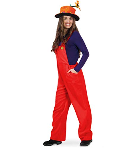 KarnevalsTeufel Kostüm Latzhose Handwerker Bauarbeiter Gärtner Zwerg für Erwachsene (Medium, Rot) von KarnevalsTeufel.de