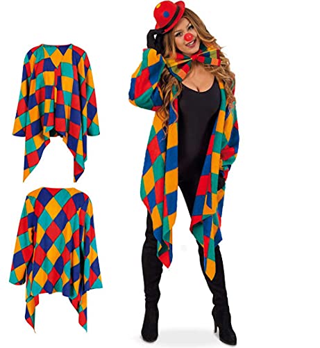 KarnevalsTeufel Kostüm-Set Clown 5-teilig Weste mit passender Schleife und Mini-Melone, Handschuhe und Clownsnase Spaßvogel Kasper von KarnevalsTeufel.de