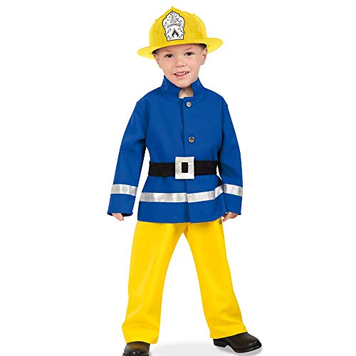 KarnevalsTeufel Kostüm-Set Feuerwehrmann - Feuerwehr Kleiner Held, Kinderkostüm und Helm (104) von KarnevalsTeufel.de