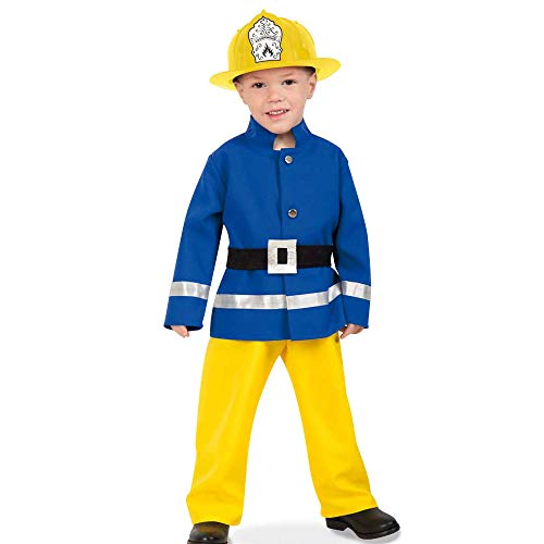 KarnevalsTeufel Kostüm-Set "Feuerwehrmann" - Feuerwehr kleiner Held, Kinderkostüm und Helm (104) von KarnevalsTeufel.de