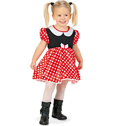 KarnevalsTeufel.de Mäuslein Kinderkostüm, Kleid rot, weiß gepunktet, für Mädchen (86) von KarnevalsTeufel.de