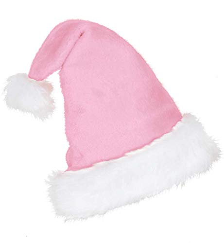 KarnevalsTeufel Mütze Nikolaus Plüsch Weihnachtsmütze Kopfbedeckung (rosa) von KarnevalsTeufel.de