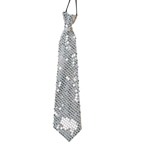 KarnevalsTeufel Paillettenkrawatte Länge ca. 38 cm Party Schlips Silvester Karneval (Silber) von KarnevalsTeufel.de