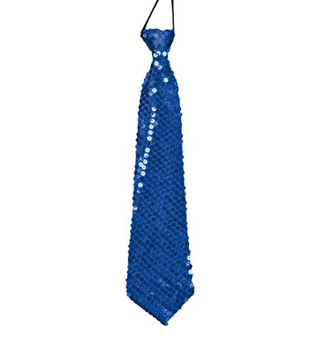 KarnevalsTeufel Paillettenkrawatte Länge ca. 38 cm Party Schlips Silvester Karneval (blau) von KarnevalsTeufel.de