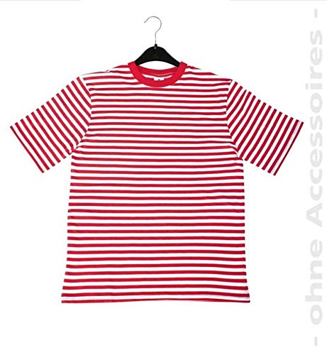 KarnevalsTeufel Kostüm Ringel-Shirt rot/weiß T-Shirt Stil querstreifen Klassiker Kurzarm (X-Large) von KarnevalsTeufel.de