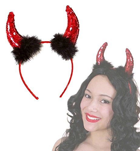 KarnevalsTeufel Teufelshörner mit künstlichen Marabufedern, rot mit Pailletten, Haarreif, Devil, Satan, Halloween KarnevalsTeufel Teufelshörner mit künstlichen Marabufedern, rot mit Pailletten, Haarreif, Devil, Satan, Halloween von KarnevalsTeufel.de
