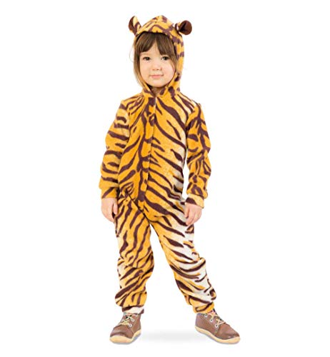 KarnevalsTeufel Tiger-Kostüm für Kinder mit Kapuze Overall Fasching Tier-Jumpsuit Karneval Kleinkinder-Karnevalskostüm Geburtstags-Geschenk (86) von KarnevalsTeufel.de