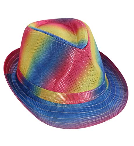 KarnevalsTeufel Trilby Hut Bunt Sommerhut Regenbogenfarben Pride Reggae Hippie Party 70er Jahre (Trilby Rainbow 2) von KarnevalsTeufel.de