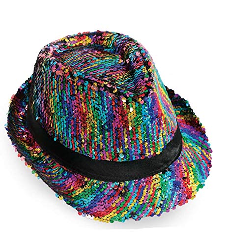 KarnevalsTeufel Trilby Party Hut Discohut Sommerhut Wendepailetten bunt Multicolor Rainbow Verschiedene Designs und Farben (Wendepailetten) von KarnevalsTeufel.de