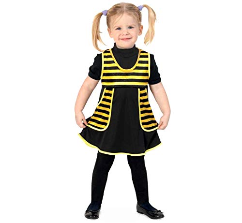 KarnevalsTeufel.de Kinderkostüm Bienchen Kleid mit Taschen schwarz gelb gestreift Tierchen Kostüm Biene Gr 86-98 (98) von KarnevalsTeufel.de