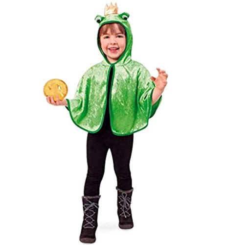 Kinderkostüm "Cape Froschkönig" Cape/ Umhang/ Überwurf mit Kapuze in hellgrün mit goldener Krone und Froschaugen für Ihren kleinen Prinzen Tierkostüme Wassertiere Teich Frosch Gr 104 von KarnevalsTeufel.de