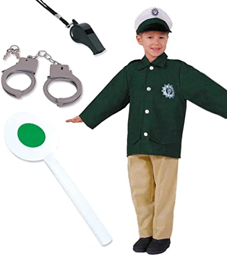 KarnevalsTeufel Kinder-Kostüm-Set Polizist Polizei-Jacke, Mütze, Hose Police-Officer-Kind (116) von KarnevalsTeufel.de