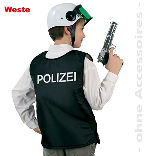 Kinderkostüm Weste Polizei schwarz, Polizei-Weste, Polizist, Police, Agent, 1-TLG. Weste (140) von KarnevalsTeufel.de