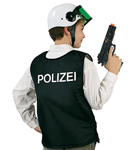 Kinderkostüm Weste Polizei schwarz, Polizei-Weste, Polizist, Police, Agent, 1-TLG. Weste (128) von KarnevalsTeufel.de