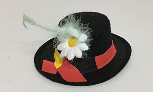 Mini-Hut, Sortiert, mit Blume und Federn, Fascinator, Minihut, Karneval, Accessoires (schwarz) von KarnevalsTeufel.de