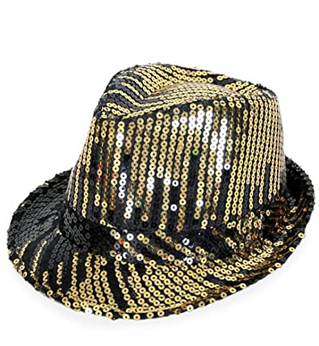 Paillettenhut, sortierte Farben, Gr. 58 cm, Partyhut, Karneval, glitzer, Pailletten (gold/schwarz) von KarnevalsTeufel.de