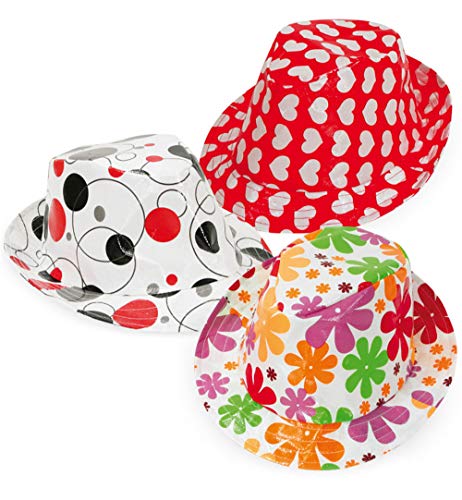 Regenhut Hippie sortierte Designs Gr. 58 cm Regenkappe Regenmütze Sturmmütze Outdoor Kopfbedeckung Damenhut fröhliche Farben buntes Design Mottoparty Partyhut Karneval (58, Blumen) von KarnevalsTeufel.de