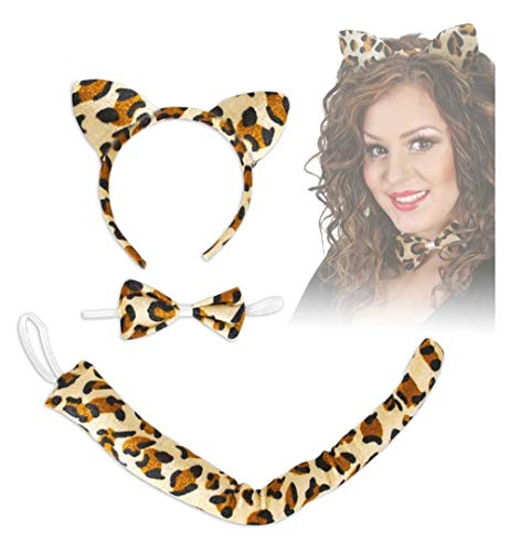 Set Leopard Haarreif Ohren Schwanz Leopardenschwanz Fliege Schleife Leo-Print Leo Kostümzubehör Mottoparty Themenabend Karneval Set Leopard Haarreif Ohren Schwanz Leopardenschwanz Fliege Schleife Leo-Print Leo Kostümzubehör Mottoparty Themenabend Karneval von KarnevalsTeufel.de
