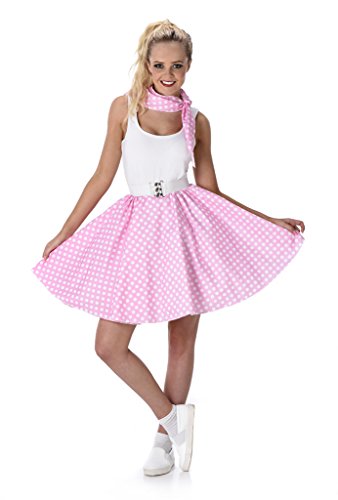 Karnival 81099 50's Polka Dot Skirt & Necktie Kostüm, Rose, M von karnivalcostumes