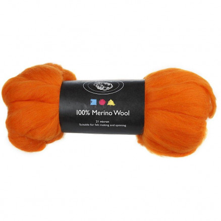 Wolle, 21 Micron, 100g, Orange von Kartehuset