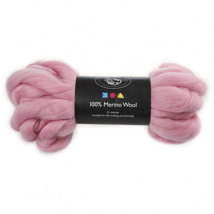 Wolle, 21 Micron, 100g, Rosa von Kartehuset