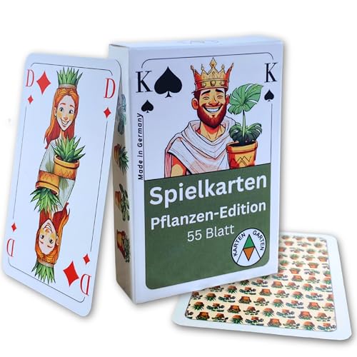 Karten Garten Spielkarten Pflanzen-Edition | 55 Karten inkl. 3 Joker | Made in Germany, CO₂-neutral gedruckt & plastikfrei produziert | Kartenspiel mit Pflanzenmotiven | Geschenk für Pflanzenliebhaber Karten Garten Spielkarten Pflanzen-Edition | 55 Karten inkl. 3 Joker | Made in Germany, CO₂-neutral gedruckt & plastikfrei produziert | Kartenspiel mit Pflanzenmotiven | Geschenk für Pflanzenliebhaber von Karten Garten
