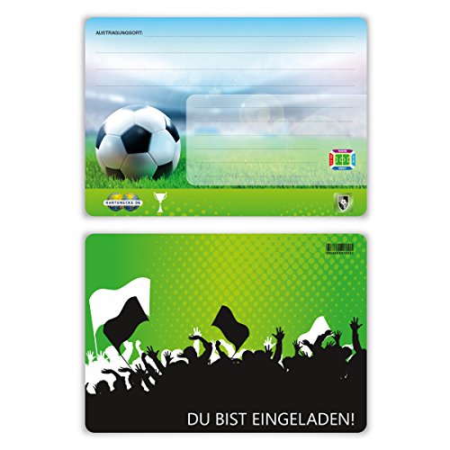 Einladungskarten Einschulung Schulanfang Jungen Mädchen 8 Stück - Fußball Ticket von Kartenecke.de