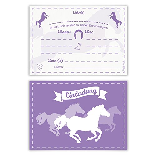 Einladungskarten Einschulung Schulanfang Jungen Mädchen 8 Stück - Pferde von Kartenecke.de
