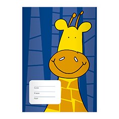 2 Nette DIN A4 Schulhefte, Rechenhefte mit süßer Giraffen auf blau Lineatur 29 (Kariertes/ rautiertes Heft) von Kartenkaufrausch