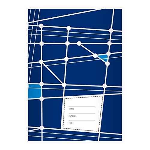Kartenkaufrausch 2 Grafische DIN A5 Schulhefte, Rechenhefte mit geometrischem Muster in blau Lineatur 10 (Kariertes Heft) von Kartenkaufrausch