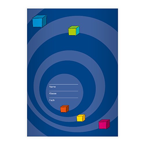 Kartenkaufrausch 2 Nette grafisches DIN A5 Schulhefte, Rechenhefte mit Quadern auf blau Lineatur 7 (Kariertes Heft) von Kartenkaufrausch