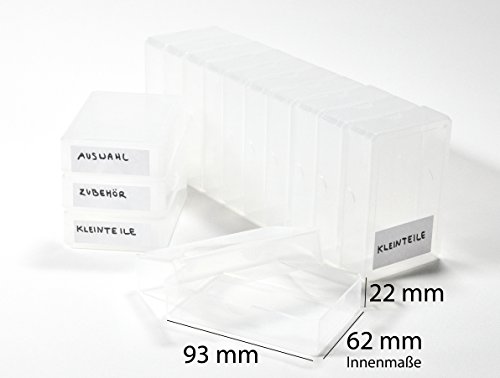 Kartenspielerbox 15 x Kunststoffboxen Ordnungshilfen groß (Größe 9,6 x 6,5 x 2,5 cm) + 44 Selbstklebende Etiketten - Grundschule Plus von Kartenspielerbox
