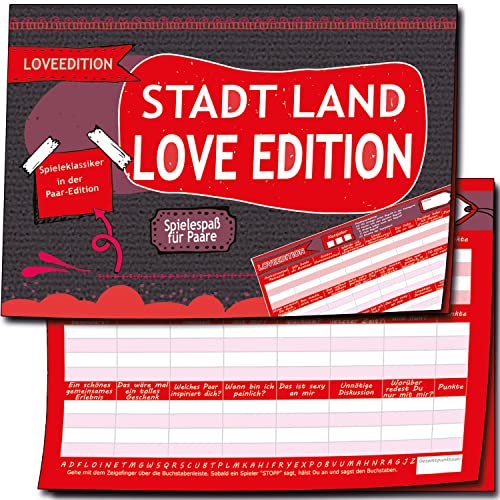 KARTENVERSAND24 Stadt Land Love Liebe Paar Spiel Jahrestag für ihn sie Freund Geschenk Kuss Joker Spiele für Paare zu zweit Minuten ich was ich an dir (LOVED2) von KARTENVERSAND24