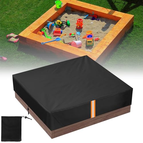 Kasanni Sandkasten Abdeckung, Wasserdicht Sandkasten, 420D Sandkastenplane mit Reflektorstreifen und Aufbewahrungstasche Sandabdeckung Poolabdeckung mit Kordelzug und Elastikband, 125x125x20 cm von Kasanni