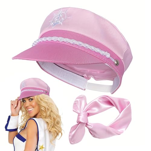Kapitänsmütze für Damen, kapitänsmütze - Verstellbare rosa -Matrosenmütze für Mädchen,Kapitänshüte, Matrosenkapitän-Partykostüm für Campus-Dramapartys von Kasmole